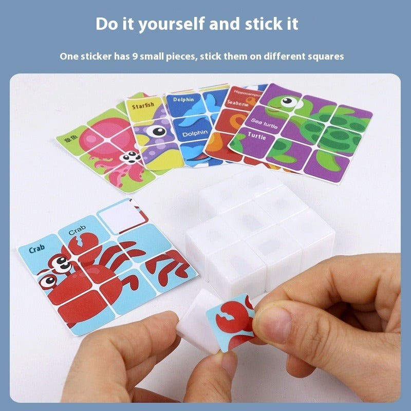 6-in-1 Wooden Puzzle Cube Set for Toddlers