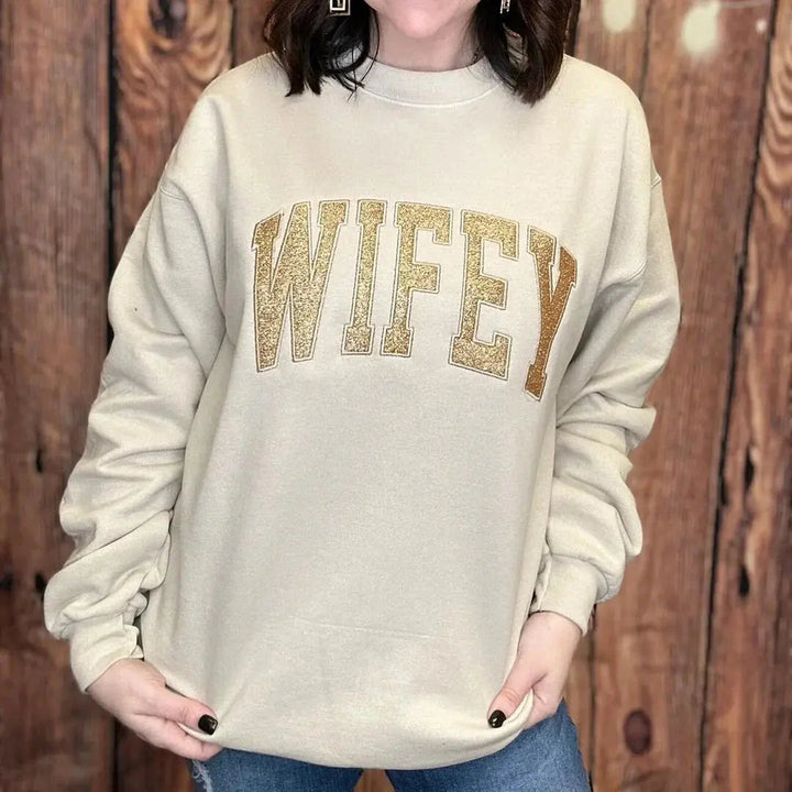 Custom Embroidered Applique Glitter Mama Sweatshirt
