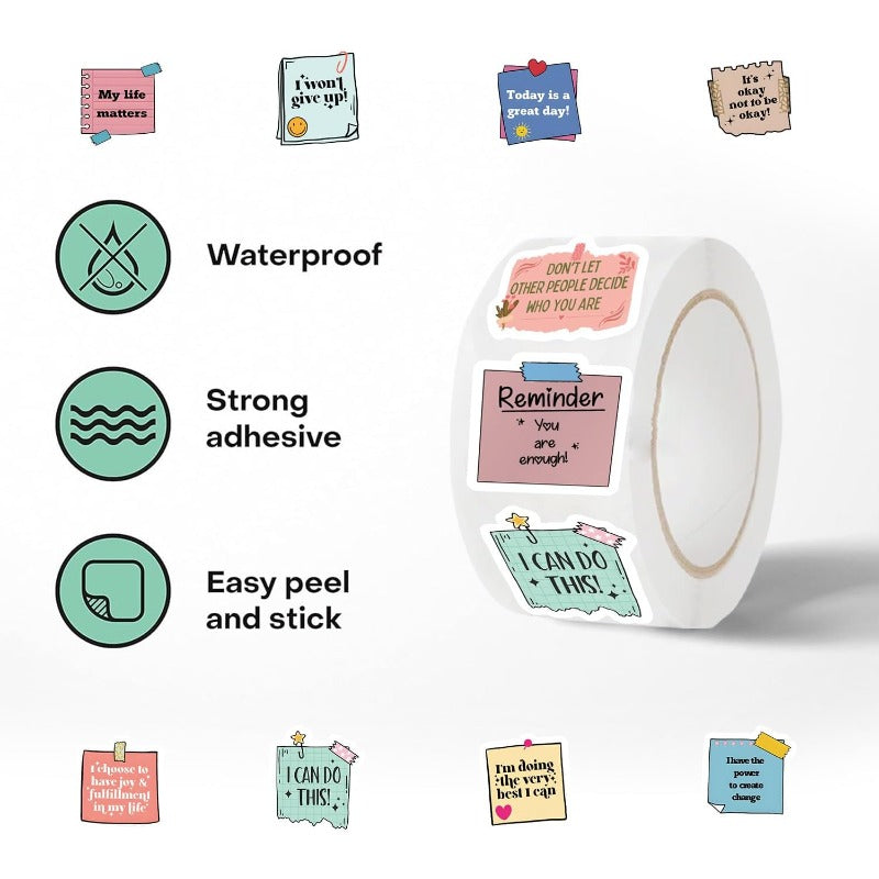 500PCS Motivational Quote Stickers Roll