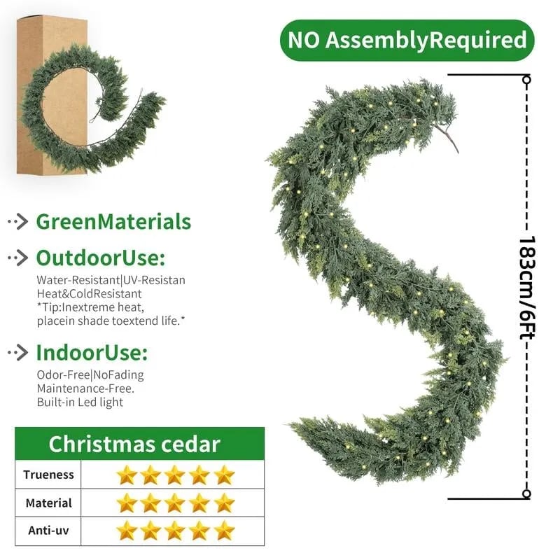 Pre-lit Christmas Cedar Garland