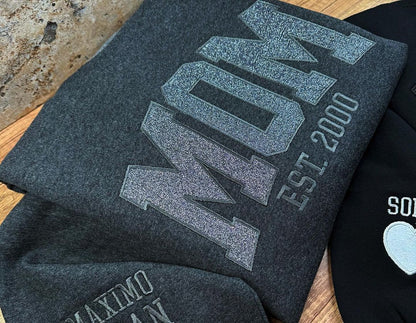 Custom Embroidered Applique Glitter Mama Sweatshirt
