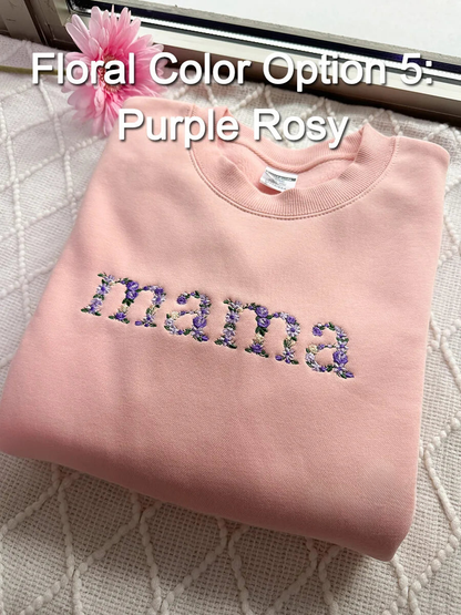Custom Embroidered Floral Mama Sweatshirt