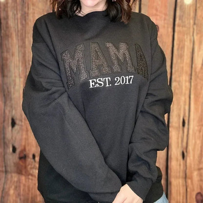Custom Embroidered Applique Glitter Mama Sweatshirt