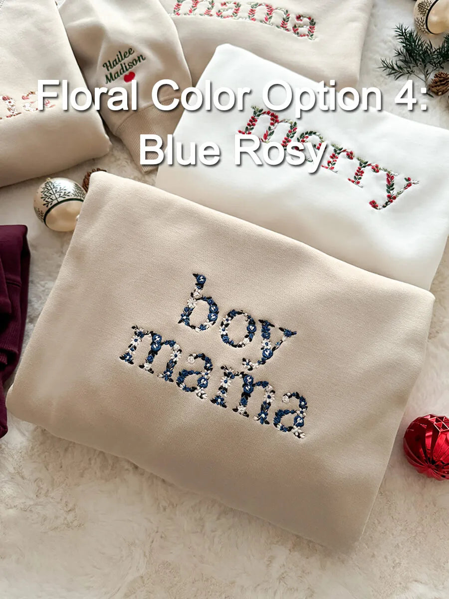Custom Embroidered Floral Mama Sweatshirt