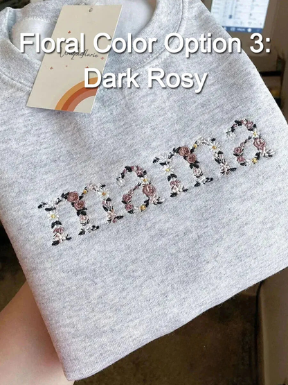 Custom Embroidered Floral Mama Sweatshirt