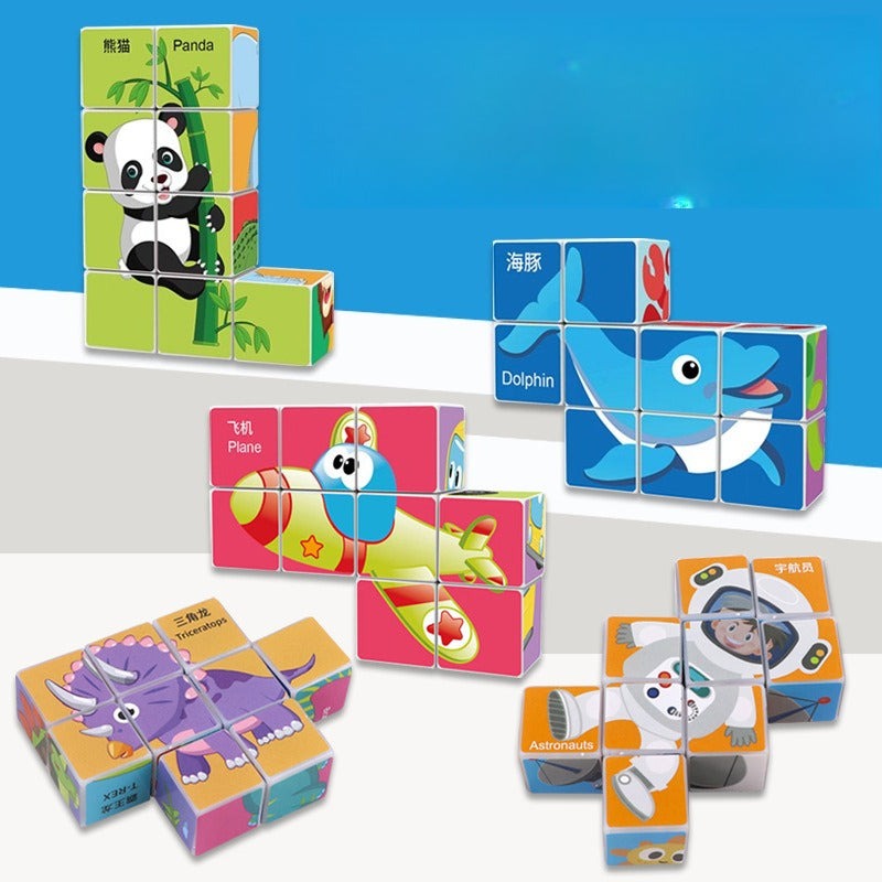 6-in-1 Wooden Puzzle Cube Set for Toddlers