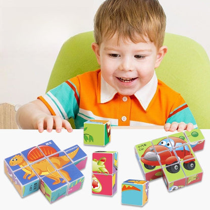 6-in-1 Wooden Puzzle Cube Set for Toddlers