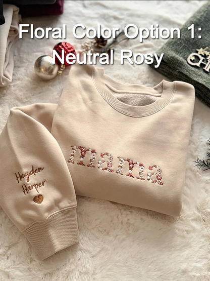 Custom Embroidered Floral Mama Sweatshirt