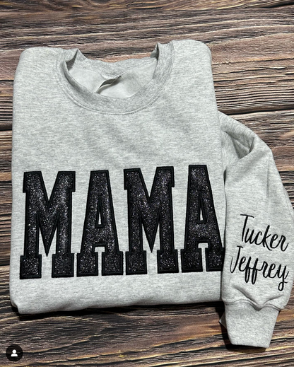 Custom Embroidered Applique Glitter Mama Sweatshirt