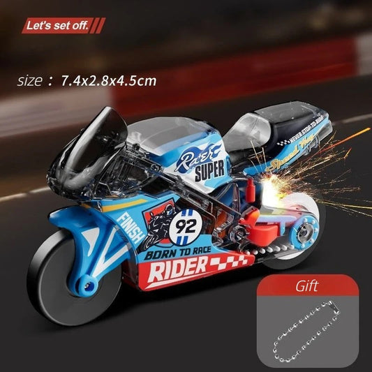 Pull-Back Spark Motorcycle Keychain