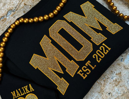 Custom Embroidered Applique Glitter Mama Sweatshirt