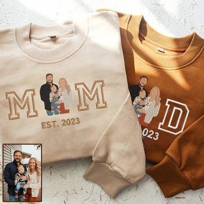 Personalized Embroidered Family Photo Hoodie Sweatshirt T-Shirt