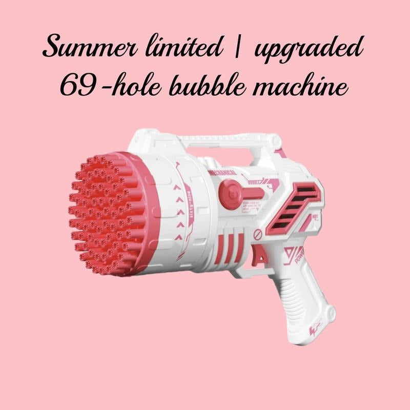 LED Bubble Rocket Blaster 69 Hole Light-Up Machine with USB Recharge