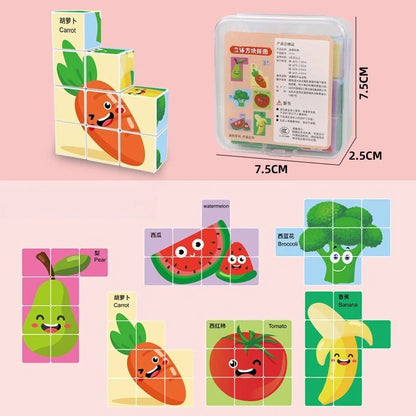 6-in-1 Wooden Puzzle Cube Set for Toddlers