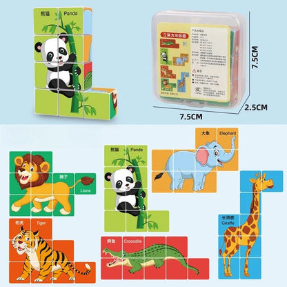 6-in-1 Wooden Puzzle Cube Set for Toddlers