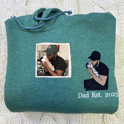 Personalized Gifts for Mom and Dad, Embroidered Photo Sweatshirt / Hoodie