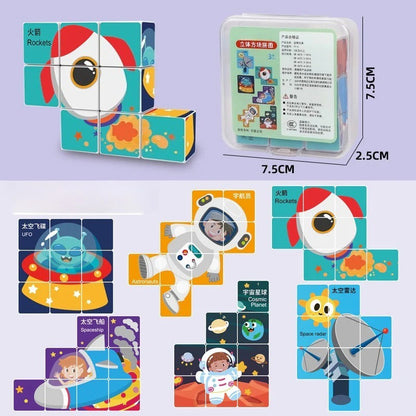 6-in-1 Wooden Puzzle Cube Set for Toddlers