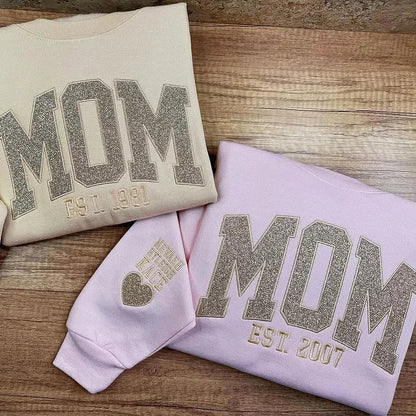 Custom Embroidered Applique Glitter Mama Sweatshirt