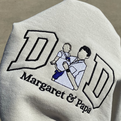Personalized Gifts for Mom and Dad, Embroidered Photo Sweatshirt / Hoodie