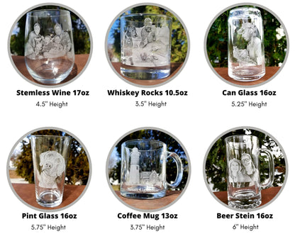 Custom Engraved Glass | Family portrait, Personalized gift